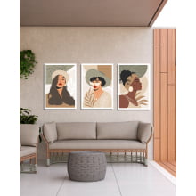 Conjunto 3 Quadros Decorativos Abstrato Minimalista Mulheres