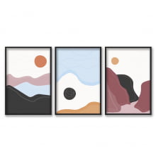 Kit De Quadros Decorativos Quarto Sala Círculos Montanhas Abstratos