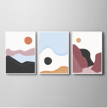 Kit De Quadros Decorativos Quarto Sala Círculos Montanhas Abstratos