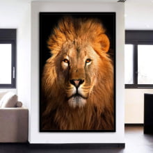 Quadro Decorativo Leão Grande Imponente 