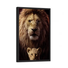 Quadro Decorativo Leão Majestoso Filhote Pai Protetor 