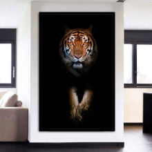 Quadro Decorativo Tigre Siberiano Colorido 