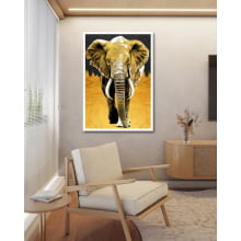 Quadro Decorativo Animais Elefante Fundo Amarelo