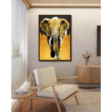 Quadro Decorativo Animais Elefante Fundo Amarelo