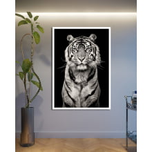 Quadro Decorativo Tigre Preto e Branco 