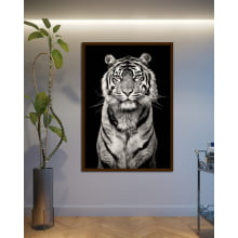 Quadro Decorativo Tigre Preto e Branco 